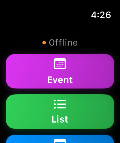 HeyRings Apple Watch home screen with context selector